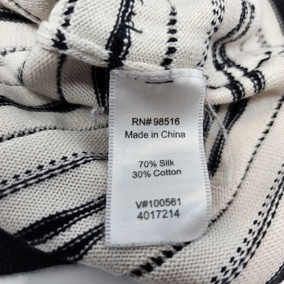 Coldwater Creek Size Large Black White Sequin Silk Blend‎ Short Sleeve Shirt - Picture 7 of 11